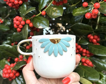 Personalized Handmade Ceramic Mug Gift Set: Tea & Wooden Coaster