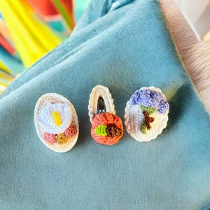 3pc Handmade Hair Clip Gift Set - Crochet Daisy Flower Snap Barrette - Cute Hair Bow Accessory for Women & Girls
