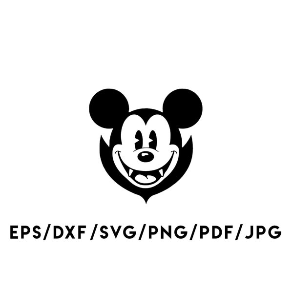 Mickey Mouse Vampire Design Instant Download Svg, Eps, Dxf, Png, Pdf, Jpg digital download