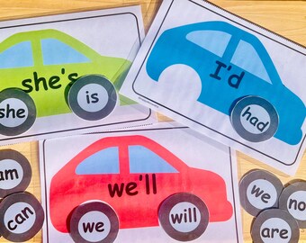 Contractions Activity for Reading and English Language Arts Montessori