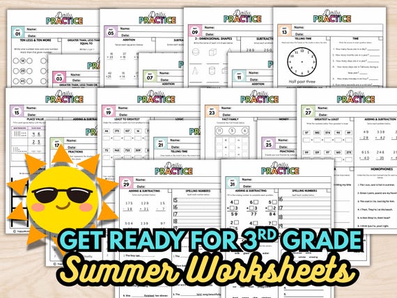 Get Ready for 3rd Grade Summer Practice Pages: Language Arts, Math (Digital Download)