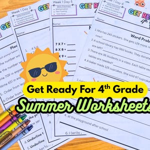 Get Ready for 4th Grade Summer Practice Pages: Language Arts, Math (Digital Download)