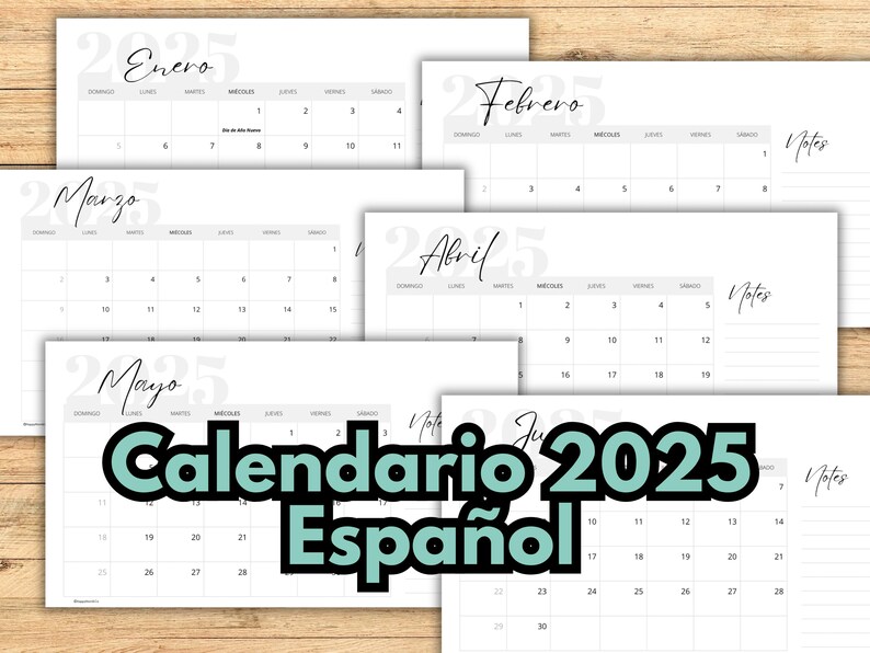 Calendario 2025 Español imprimible - Etsy México