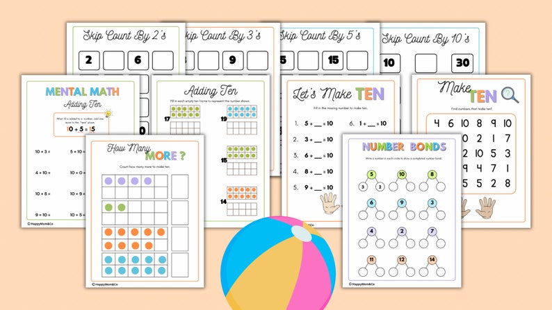 No Prep Get Ready for 1st Grade Summer Math Worksheets: Addition ...