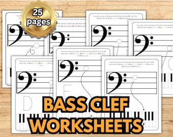 Bass Clef Worksheets for Kids: Piano Music Theory (Digital Download)