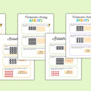 K&ouml;nnte beinhalten: Ein druckbares Arbeitsblatt zum Unterrichten der Multiplikation mit Arrays. Das Arbeitsblatt enth&auml;lt Beispiele f&uuml;r Arrays, Additionsprobleme und Multiplikationsprobleme. Das Arbeitsblatt soll Sch&uuml;lern helfen, Multiplikationsprobleme mithilfe von Arrays zu l&ouml;sen.