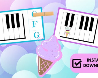 Printable “Name the Piano key” Clip Cards