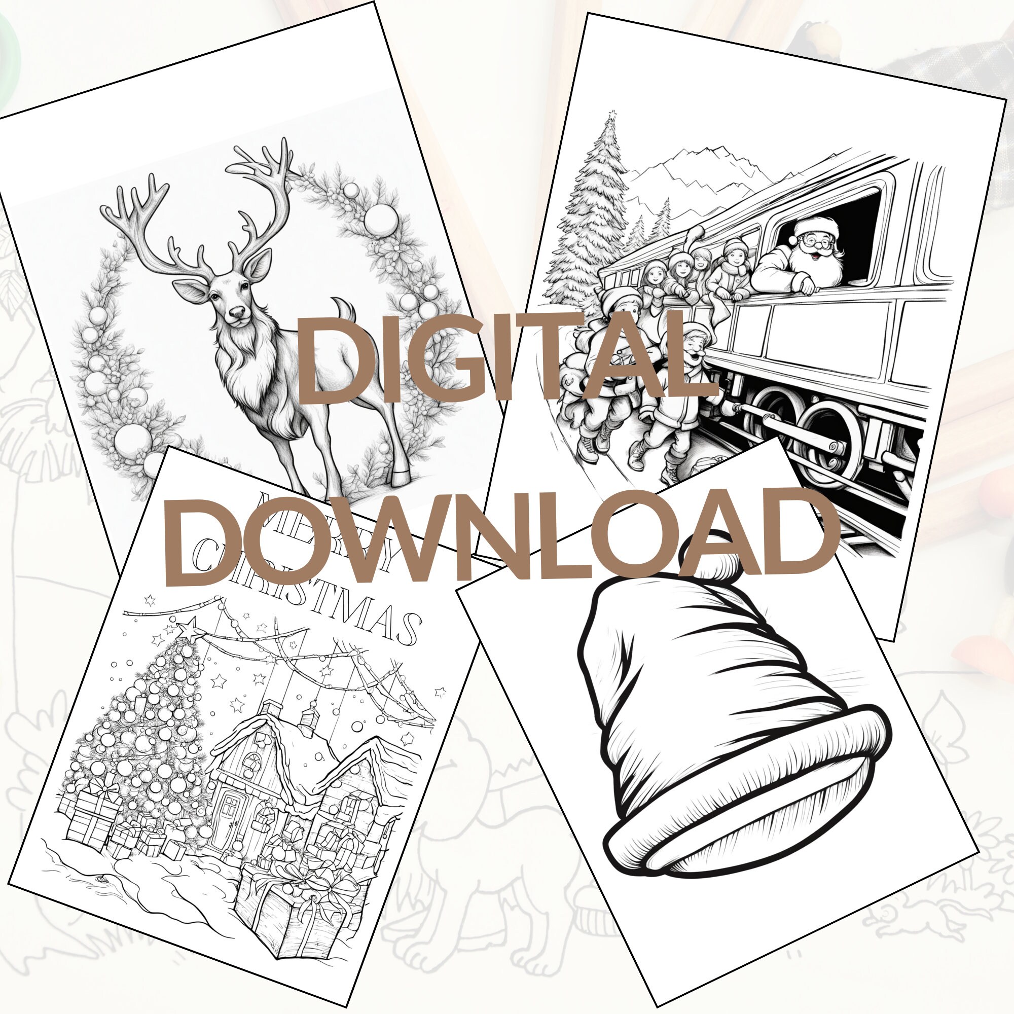 Christmas Coloring Pages christmas Printable Christmas - Etsy
