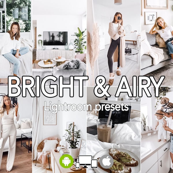 14 Bright Clean Lightroom presets, Light Airy presets, Home Indoor presets, Natural Minimal White presets, Family Newborn presets