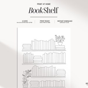 Plantilla imprimible para estantería: Seguimiento de lectura, TBR, Seguimiento de libro para colorear, Registro de lectura, A4/A5/Tamaño carta/medio, PDF de descarga instantánea