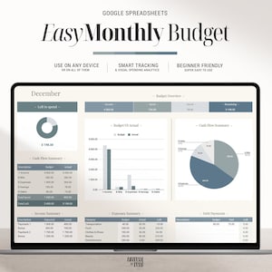 Monthly Budget Spreadsheet Template for Google Sheet, Finance Digital Planner, Easy Budget, Income, Savings, Debt and Expense Tracker