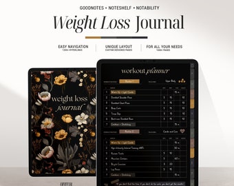 Digital Weight Loss Journal, Fitness Planner | Workout & Meal Tracker | Health Goals Journal | iPad Planner for GoodNotes, Notability