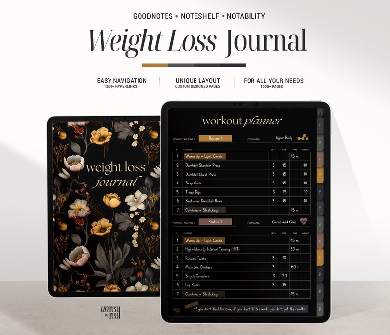 Digital Weight Loss Journal, Fitness Planner | Workout & Meal Tracker ...
