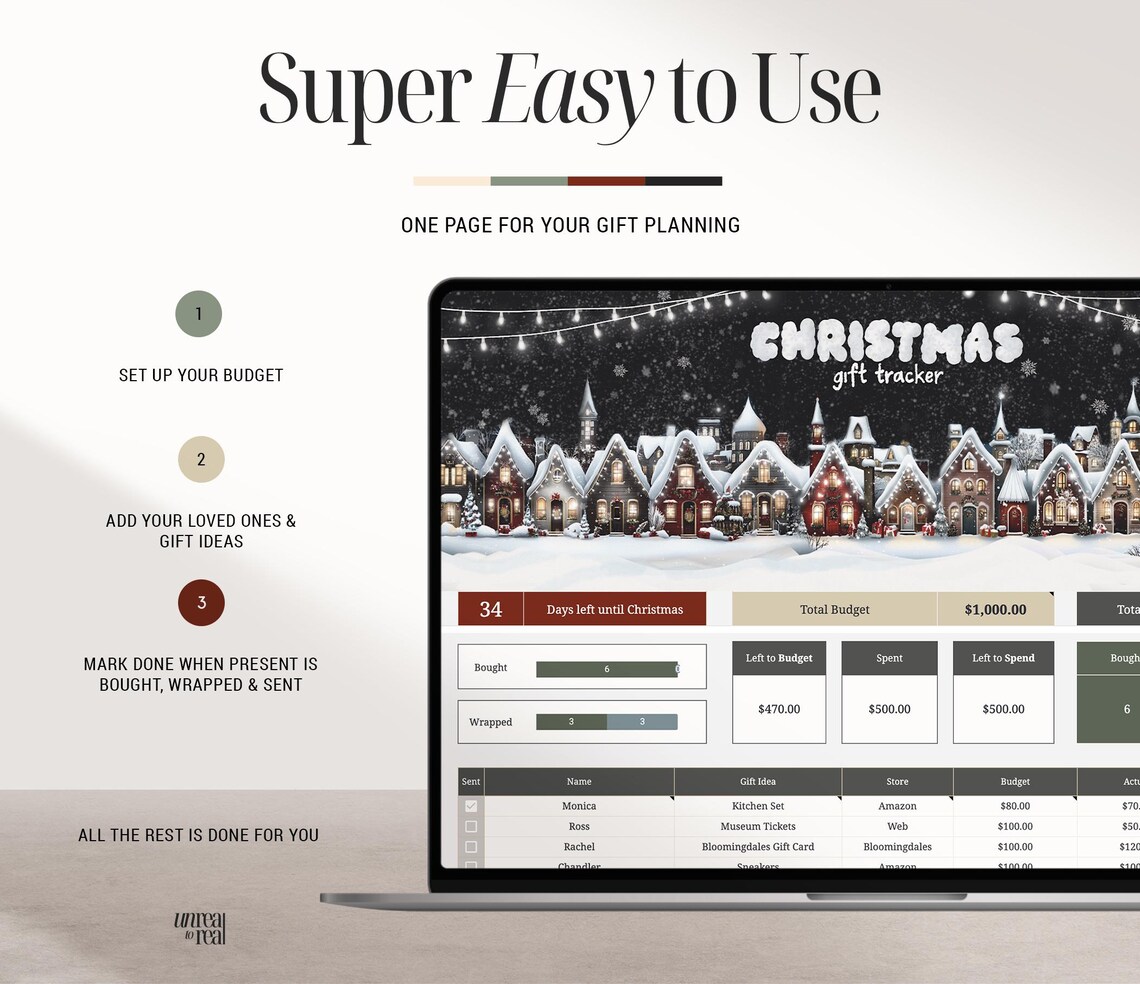 Budget Spreadsheet Template Christmas Gift Planner Holiday Expense