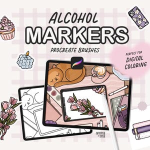 Markery alkoholowe ProCreate Pędzle do kolorowania cyfrowego na iPadzie, zestaw pędzli teksturowych Copic do rysowania, szkicowania, kolorowanek i stron