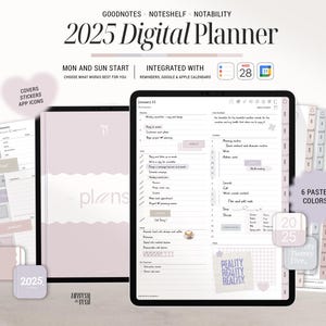 2025 Digital Planner for Goodnotes | Minimal iPad Planner with Monthly, Weekly, Daily Templates, Calendar  Integration, Stickers & Covers