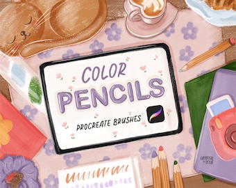Pencils ProCreate Brushes for Digital Coloring on iPad, Color Pencil Texture Brushes Set for Drawing, Sketching, Coloring Books, and Pages