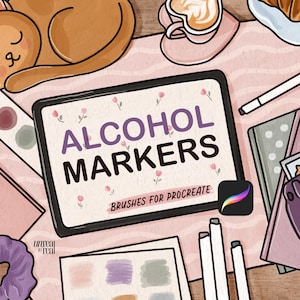Alkohol-Marker, ProCreate Pinsel für die digitale Färbung auf dem iPad, Copic Texturpinsel-Set zum Zeichnen, Skizzieren, Färben von Büchern und Seiten
