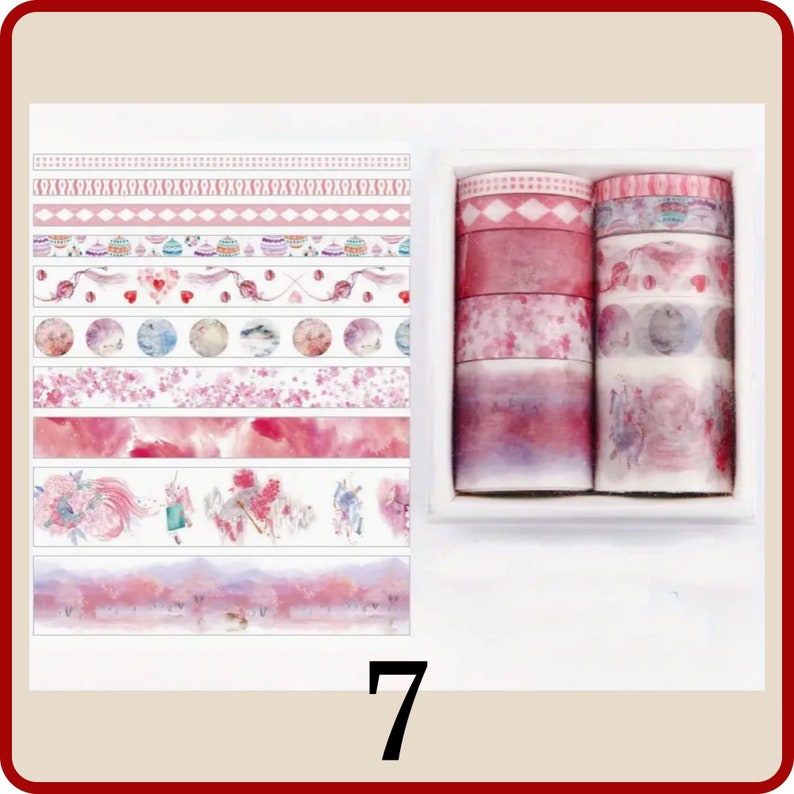 10 rolls of floral-themed Masking Tape / Washi Tape. Perfect for DIY Crafts, Scrapbooking, Journals, Packaging and more 7