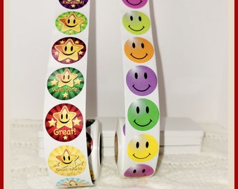 500pcs/Roll Smiling Face Stickers - Teacher Rewards, Potty Training & School Classroom Supplies