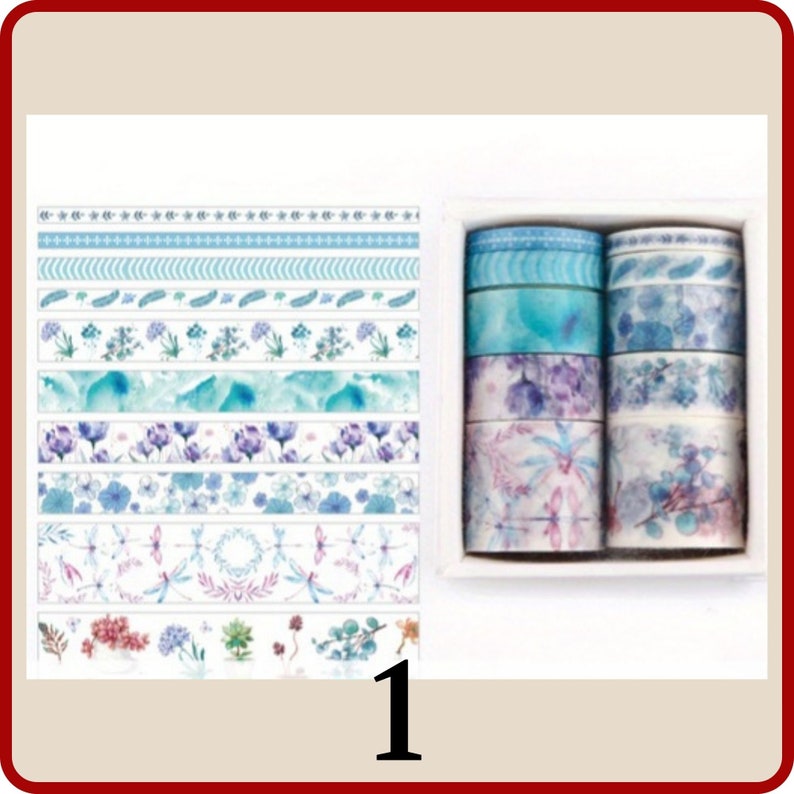 10 Rollen Masking Tape / Washi Tape mit Blumen-Motiven. Perfekt für DIY Handwerk, Scrapbooking, Journals, Verpackung und mehr Bild 3