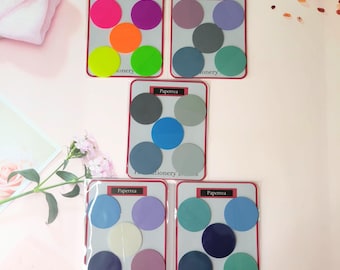 Liquidación por cierre de tienda - Bloc de notas redondo: Impermeable, reposicionable. Juego de 5 blocs, 20 hojas cada uno. 45 mm (1,77").