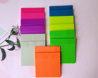 Store Closing Sale - 100 Sheets of Transparent Stick Notes: Waterproof, Repositionable. Set of 2 Pads, 50 Sheets Each. 3&quot;x3&quot; (75mmx75mm)