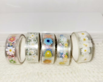 Set van 5 PET-tape met bloemen voor eindeloze creativiteit! 0,59"/1,5 cm breed - 78"/2m lengte Plakboek, Versiering, Journaling