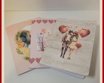 Lot de 3 petits carnets pour la Saint-Valentin (4 x 5,5 pouces)