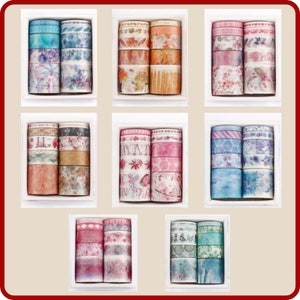 10 rolls of floral-themed Masking Tape / Washi Tape. Perfect for DIY Crafts, Scrapbooking, Journals, Packaging and more image 1