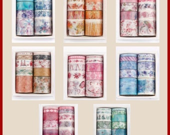 10 rolls of floral-themed Masking Tape / Washi Tape. Perfect for DIY Crafts, Scrapbooking, Journals, Packaging and more