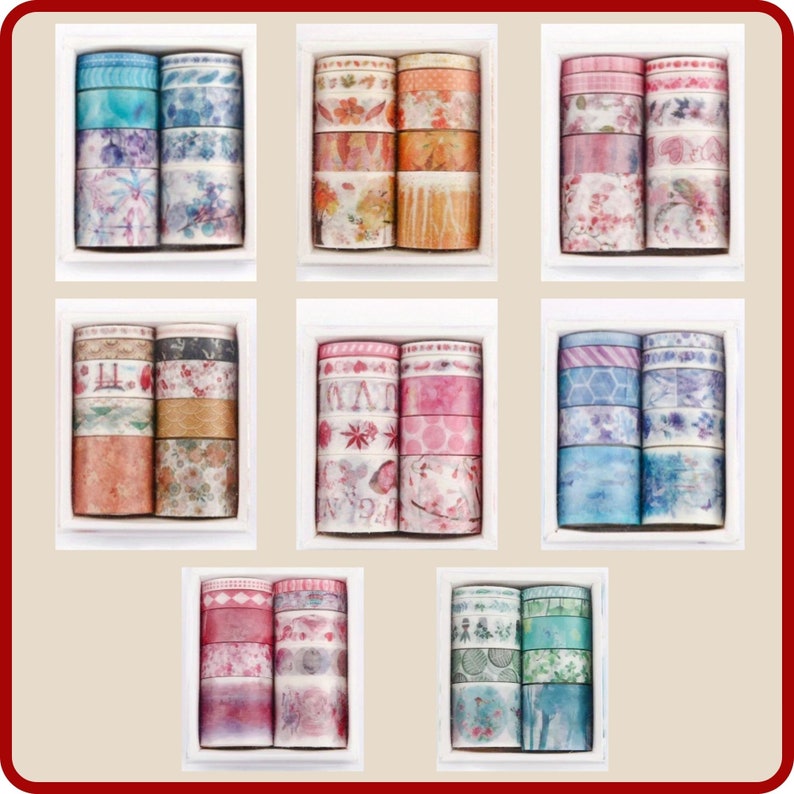 10 Rollen Masking Tape / Washi Tape mit Blumen-Motiven. Perfekt für DIY Handwerk, Scrapbooking, Journals, Verpackung und mehr Bild 1