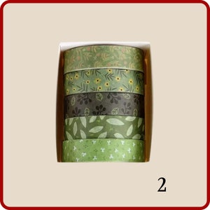 5 rolls of Elegant Print Masking Tape / Washi Tape. Perfect for DIY Crafts, Scrapbooking, Journals, Packaging and more 2