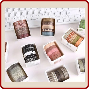 5 rolls of Elegant Print Masking Tape / Washi Tape. Perfect for DIY Crafts, Scrapbooking, Journals, Packaging and more image 1