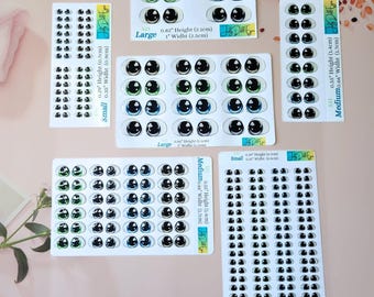 Doll Eyes J521 - Sticker Resined Eyes for Dolls Making - S, M and L sizes -  Good to use with Clay, Porcelain, Fabric, Felt, Plastic, Foam