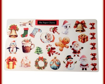 Christmas Stickers Card:  26 Waterproof Stickers - Vinyl, Glossy, Pre-cut Delight for Effortless Holiday Decor!