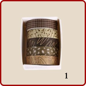 5 rolls of Elegant Print Masking Tape / Washi Tape. Perfect for DIY Crafts, Scrapbooking, Journals, Packaging and more 1