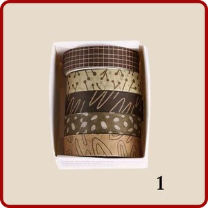 5 Rollen Elegant Print Masking Tape / Washi Tape. Perfekt für DIY Handwerk, Scrapbooking, Journals, Verpackung und mehr 1