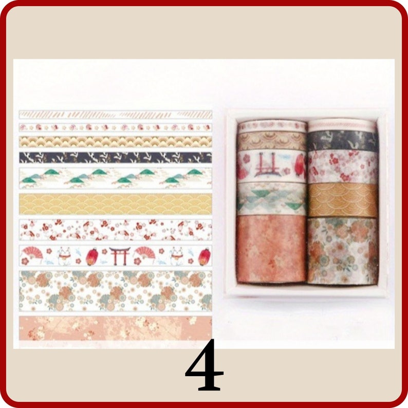 10 Rollen Masking Tape / Washi Tape mit Blumen-Motiven. Perfekt für DIY Handwerk, Scrapbooking, Journals, Verpackung und mehr Bild 6