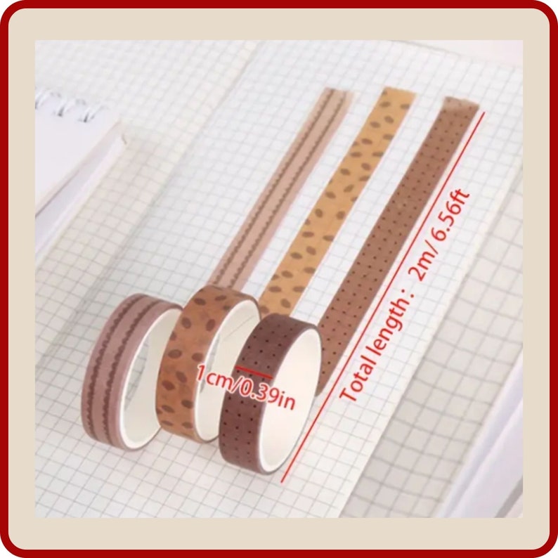 5 rolls of Elegant Print Masking Tape / Washi Tape. Perfect for DIY Crafts, Scrapbooking, Journals, Packaging and more image 3