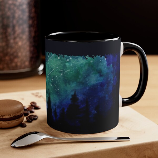 Northern Light Gift For Nature Lover Coffee Mug, Colorful Aurora Lights Handmade Mug, Celestial Gifted For Him Stylish Mug, Alaska Mugful