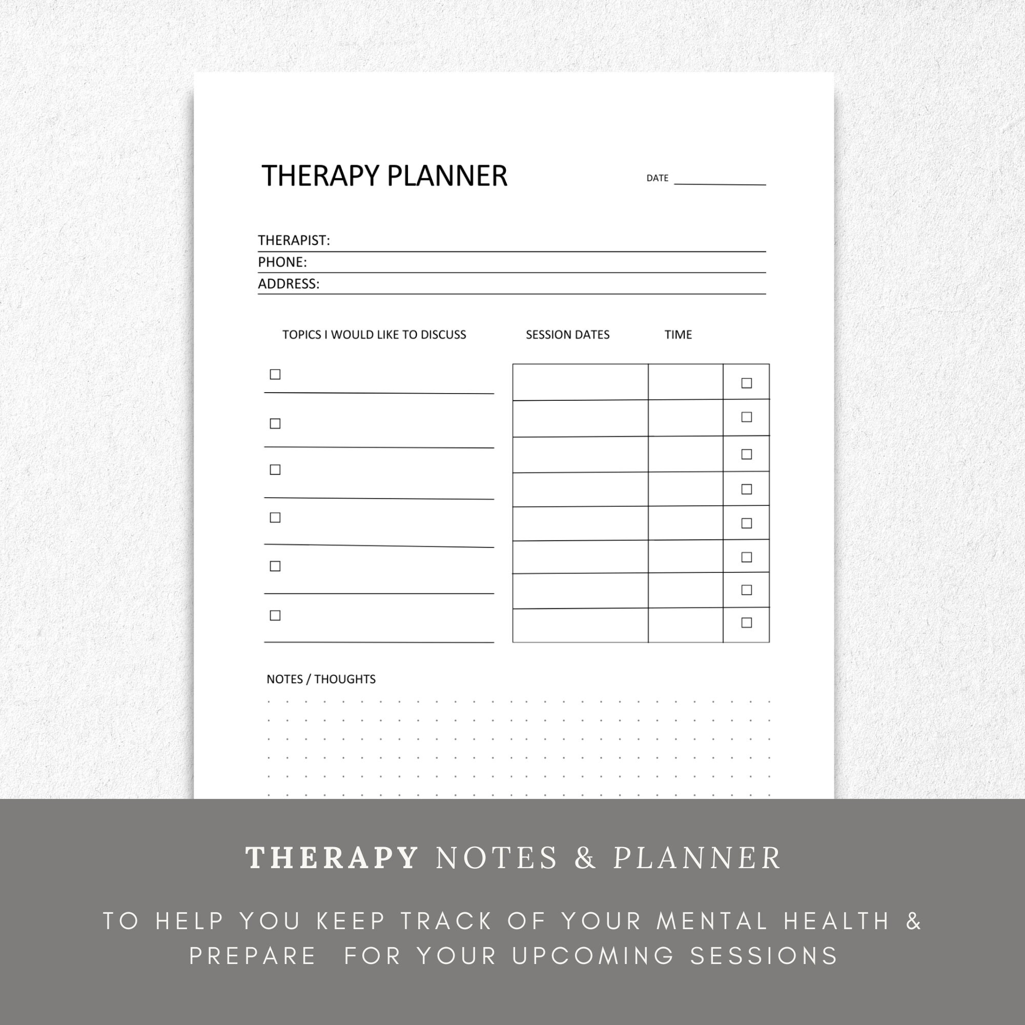 Daily Therapy Journal Notes Printable Planner for A5 Binder - Etsy