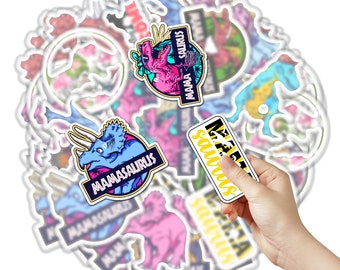 20 PCS Stickers Vinyl Mamasaurus Book Removable Bottle Aesthetic Label Bike Luggage Laptop Motor Waterproof Decals Car Phone Skateboard For
