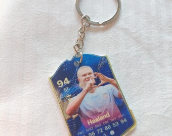 Erling Haaland Manchester City Fut Card Keychain | Football Gift for Him | Acrylic Keychain | Premier League Star | Norway Record Scorer