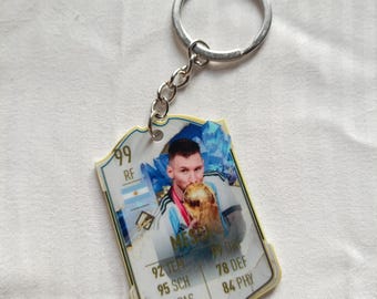 Messi Argentinas VM-nyckelring | Regerande mästare, present | Akrylnyckelring | VM-vinnare 2022 | Argentina-kort, present