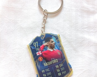 Marcus Rashford Manchester United Fut Card Keychain | Football Gift for Him | Acrylic Keychain | Man Utd Star | Premier League Card Gift