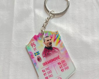 Zlatan Ibrahimovic AC Milan fotbollskort nyckelring | Fotbollspresent till honom | Akrylnyckelring | Sverige legend | Serie A-kort present till fan