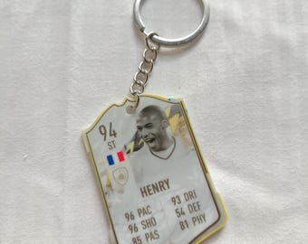 Thierry Henry Frankrike Legend Fut-kort Nyckelring | Fotbollspresent till honom | Akrylnyckelring | Arsenal-ikonpresent | VM-vinnarkort