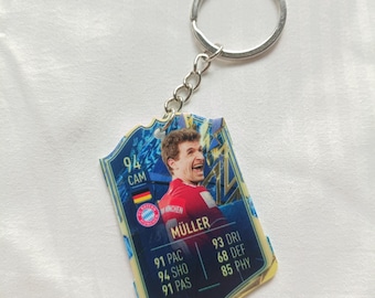 Thomas Muller Bayern Munich Fut Card Keychain | Football Gift for Him | Acrylic Keychain | Germany Legend | Bundesliga Card Gift for Fan