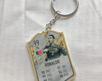 Cristiano Ronaldo 99 Icon Fut Card Keychain | CR7 Ultimate Gift for Him | Acrylic Keychain | Player Legend Portugal | Best CR7 Card Gift
